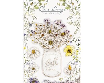 clear stamp set clear stamps daisy lily tulip floral botanical branch s31