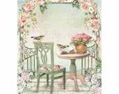 STAMPERIA Decoupage House of Roses GAZEBO Rice Paper A4 - DFSA4449