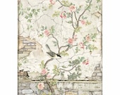 STAMPERIA Decoupage House of Roses LITTLE Bird on BRANCH Rice Paper A4 - DFSA4446