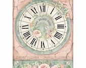 STAMPERIA Decoupage House of Roses CLOCK Rice Paper A4 - DFSA4444