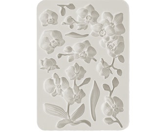 Stamperia ORCHIDS and CATS Orchids A5 Silicone Mixed Media Moulds Molds Resin #KACMA521