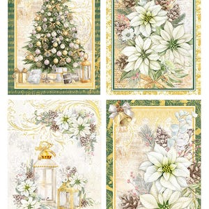 Cartes de Noël scintillantes Ciao Bella, papier de riz à découpage A4 #CBRP377