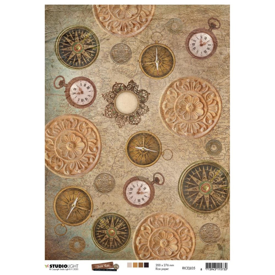 STUDIO LIGHT Decoupage Just Lou Exploration NR05 Rice Paper A4 RICEJL05