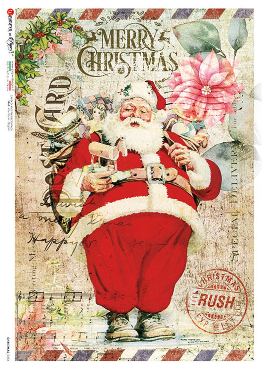 Paper Designs SANTA CHRISTMAS A4 Decoupage Rice Paper CHRISTMAS 0333 Etsy
