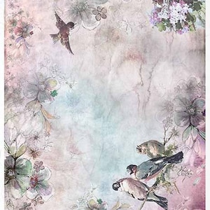 ITD Collection PINK and LAVENDER Birds A4 Rice Paper R1387