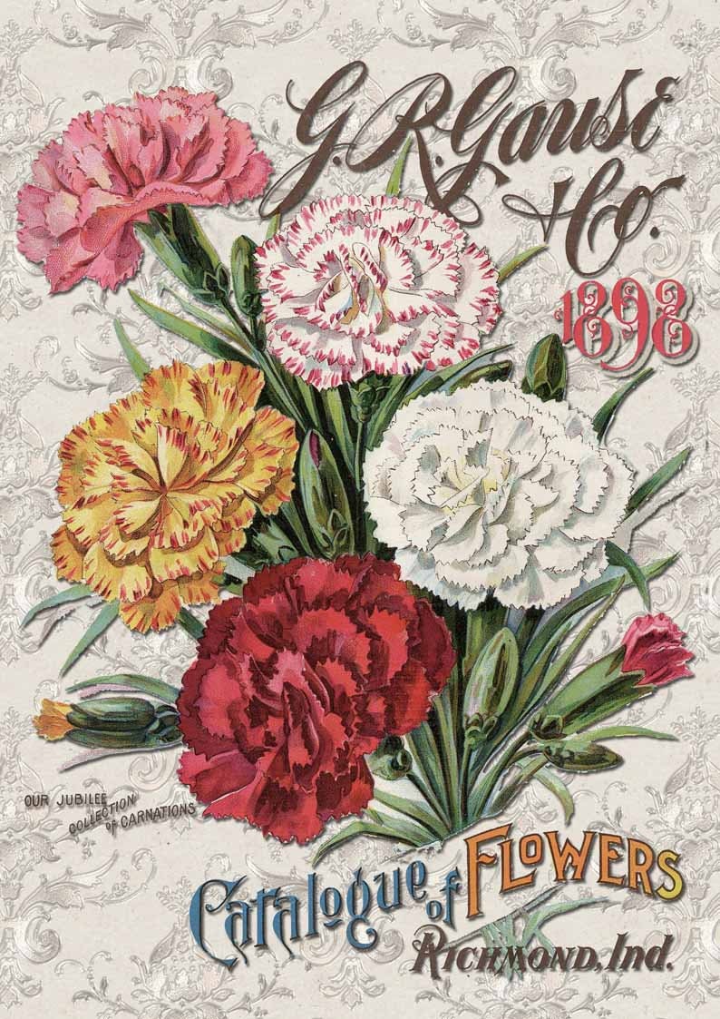 Vintage Rubber Stamp Brush Art Flower Stamps 