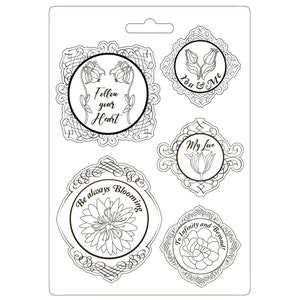 Stamperia Soft Mould A4 Romantic Garden House FRAME WITH FLOWERS Resin K3PTA4529