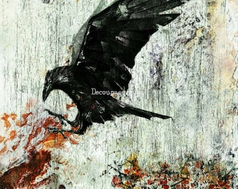 Decoupage Queen Andy Skinner QUOTH THE RAVEN  A4 Rice Paper DQRP0275