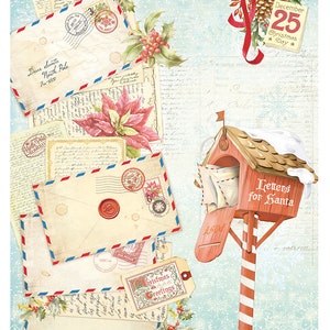 Ciao Bella SANTA&#39;S INBOX Dear Santa Decoupage Rice Paper A4 #CBRP379