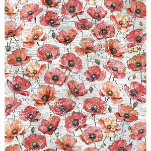 Papier de riz Ciao Bella Majestic Dream POPPIES FIELD A4, papier de riz, techniques mixtes #CBRP527
