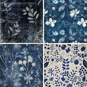 Decoupage Queen INDIGO BOTANICALS 4 PAQUET A4 Papier de riz DQRP0660