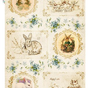 Paper Designs HOLIDAY 0100 LAPINS DE PÂQUES A4 Papier de riz pour découpage