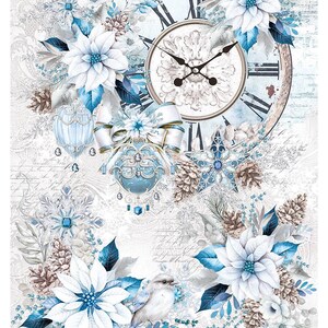 Ciao Bella Elegance of Blue SNOWY TIME Papier de riz A4 Technique mixte #CBRP477