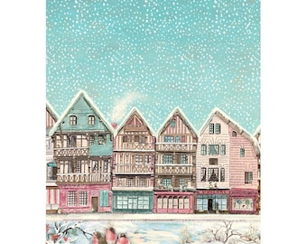 Stamperia WINTER MAGIC - VILLAGE Christmas - Papel de arroz para decoupage A4 #DFSA41135