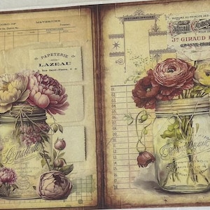 Calambour FLOWERS in Mason Jar 3 A4 Decoupage Rice Paper #2024T152