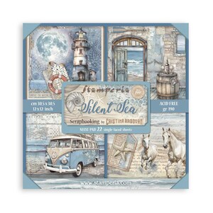 Papier de scrapbooking simple face SILENT SEA 12 x 12 Stamperia 22 pcs #SBBXLB24