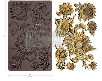 ReDesign with Prima GOLDEN SOLSTICE Sunflower Fall Moulds Food Safe - Resin 5X8" #684600