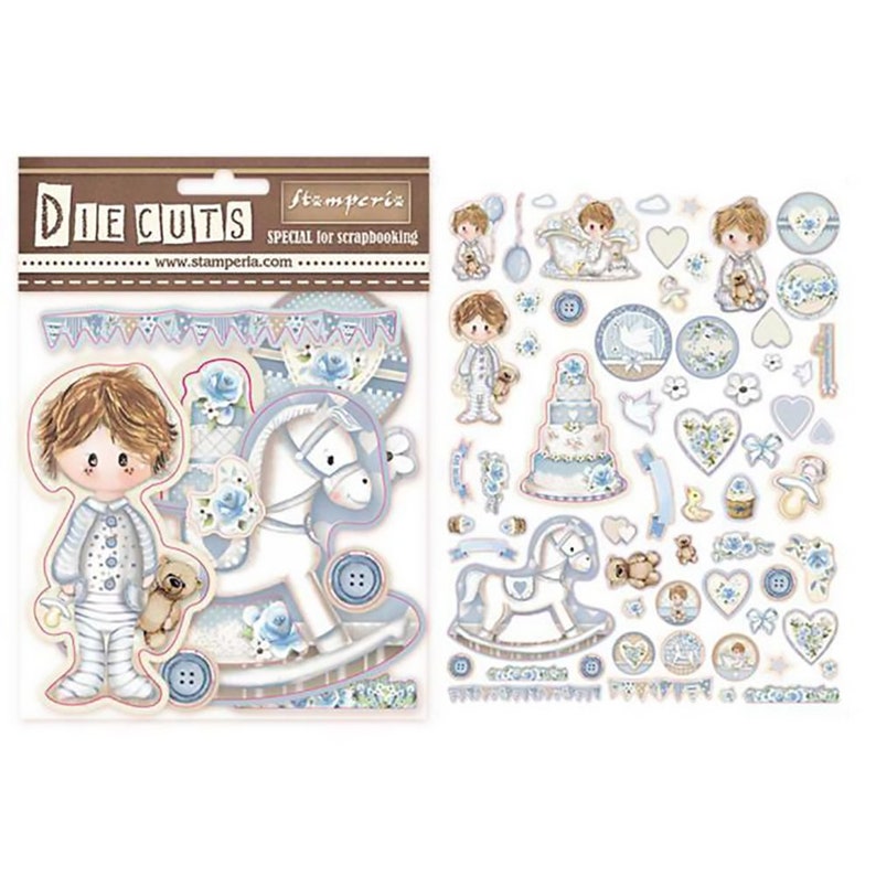 Stamperia LITTLE BOY Die Cuts Chipboard Shapes 63 Pieces #DFLDC09