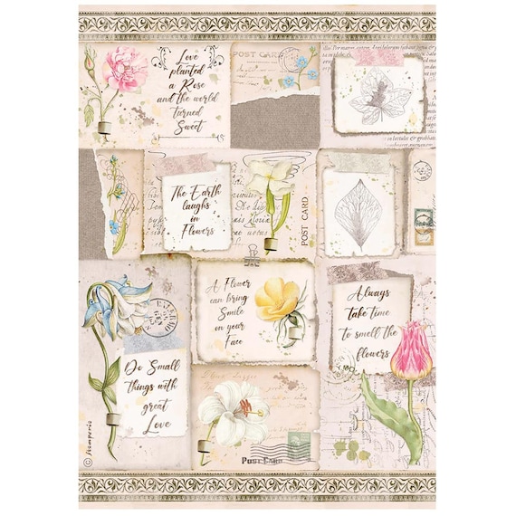 Romantic Garden House Tulips Rice Paper Decoupage Sheet