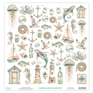 Mintay AZURE COAST Beach 12x12 Single Sided Paper Fussy Cutting Elements #MT-Basic-A05