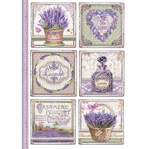 STAMPERIA Decoupage PROVENCE CARDS Lavender Rice Paper A4  DFSA4366