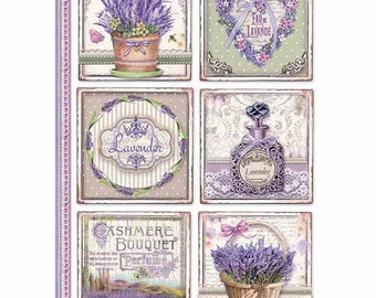 STAMPERIA Decoupage PROVENCE CARDS Lavender Rice Paper A4  DFSA4366