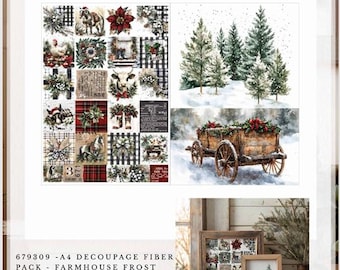ReDesign with Prima FARMHOUSE FROST Christmas A4 Decoupage Fiber #679309