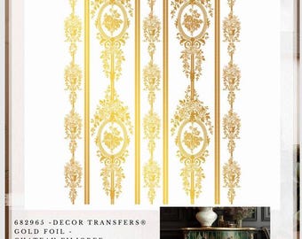 Re-design with Prima Kacha Gold Foil CHATEAU FILIGREE Decor Transfer 18"x24" #682965