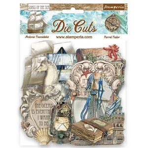 Stamperia Songs of the Sea SHIP and TREASURES Die Cuts Chipboard Shapes PCS #DFLDC85