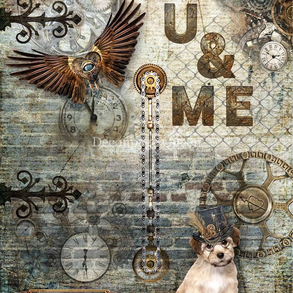 Decoupage Queen STEAMPUNK DOG A4 Rice Paper DQRP_0345 (Retired)