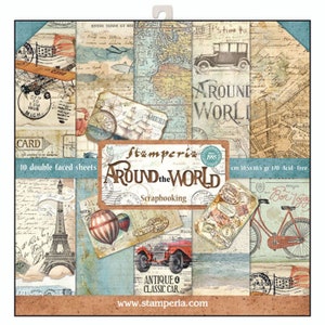 Stamperia AROUND the WORLD 12x12 Double Faced Scrapbook Paper 10 PCS SBBL28