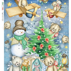 Paper Designs CHRISTMAS Snowman Tree A4 Decoupage Rice Paper #CHRISTMAS 0323
