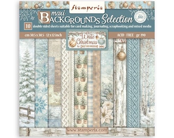 Papel para álbum de recortes Stamperia WHITE CHRISTMAS de 12x12 pulgadas, doble cara, 10 piezas + regalo #SBBL191