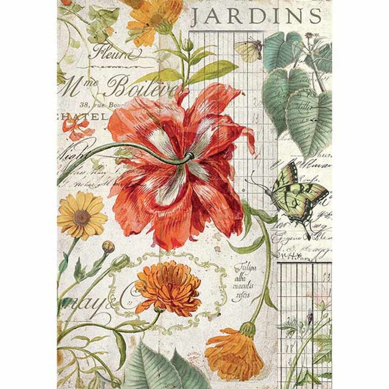 Stamperia Decoupage Rice Paper A4 Mixed Media JARDINS Etsy