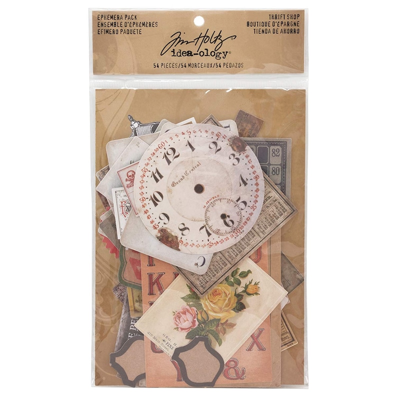 54 Pieces Tim Holtz Idea-ology Thrift Shop Ephemera Pack TH93114