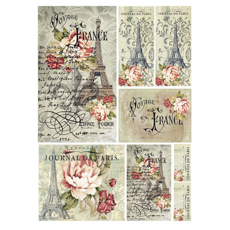 DFSA4025 STAMPERIA Decoupage Rice Paper A4 Voyage en France