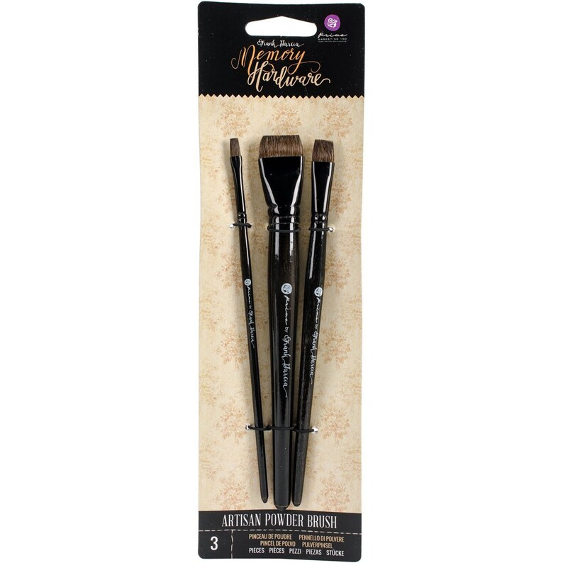 Prima Memory Hardware ARTISAN POWDER Brush Set OF 3 Soft Bristle Brushes #991746