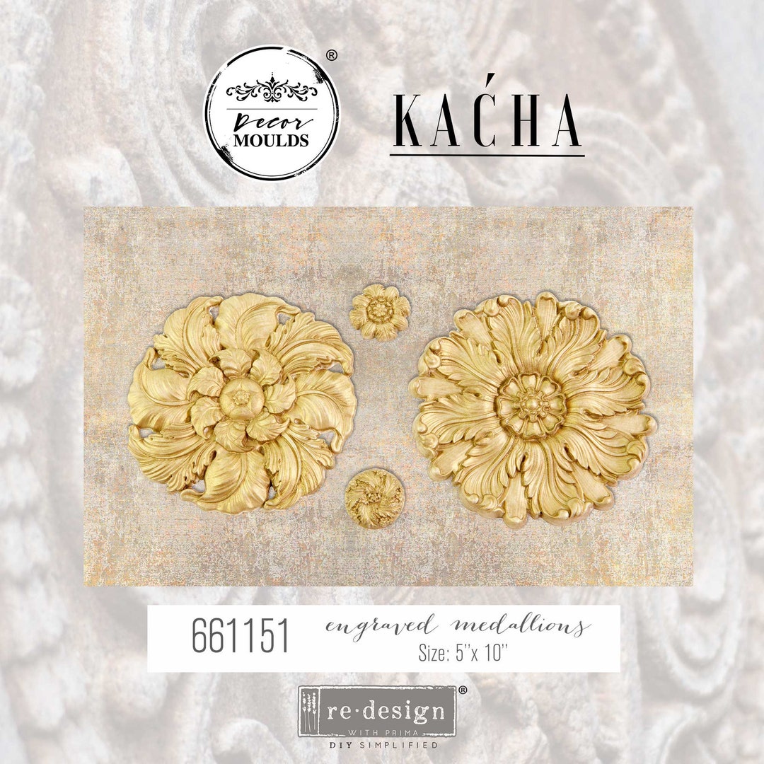 KACHA for Redesign With Prima ENGRAVED MEDALLIONS Moulds 5X10 Resin