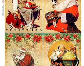 Paper Designs CHRISTMAS SANTA Cards A4 Decoupage Rice Paper #CHRISTMAS  0306