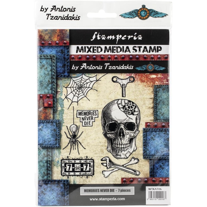 Stamperia MEMORIES NEVER DIE Mixed Media Art Stamp Rubber 15x20 cm #WTKAT06