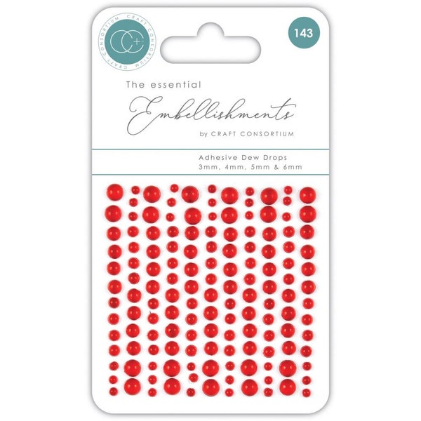 Craft Consortium ESSENTIAL EMBELLISHMENTS 143 Adhesive Dew Drops RED #CEDROP002