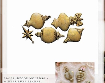 ReDesign with Prima WINTER LUXE BLANKS Christmas Ornament Decor Moulds 5X10" - Resin #684501