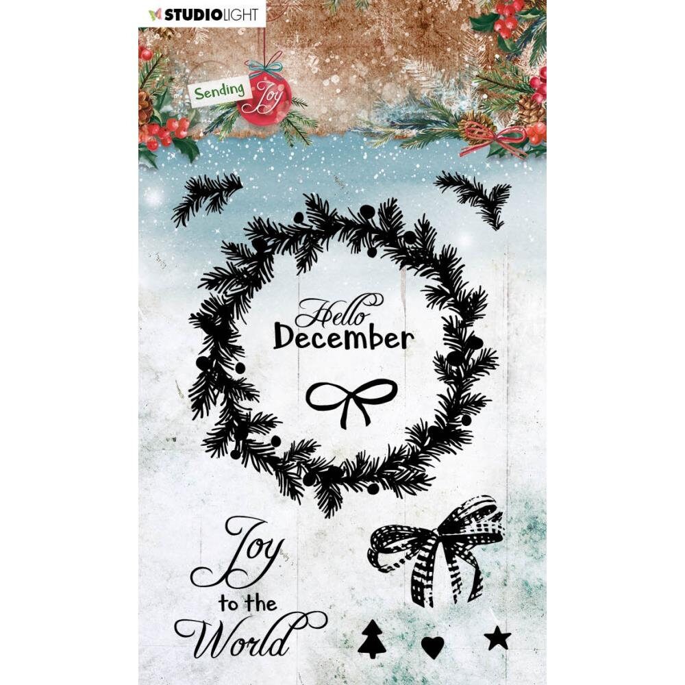 Studio Light Sending Joy CHRISTMAS WREATH Clear Cling Stamps # ...