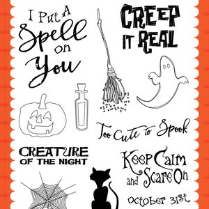 Carta Bella Hocus Pocus CREEP IT REAL 4X6 Clear Stamps #HP153041