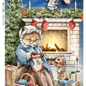 Paper Designs CHRISTMAS FOX A4 Papier de riz pour découpage # NOEL 0327