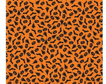 Papel de decoupage A4 con diseño de murciélagos y calabazas de Halloween #Patrón0083