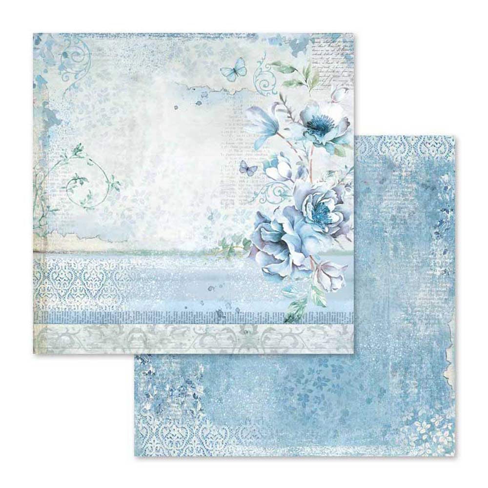 公式通販サイトセール Double 12x12 LAND BLUE Stamperia Faced 10 Paper Scrapbook 文房具・ステーショナリー