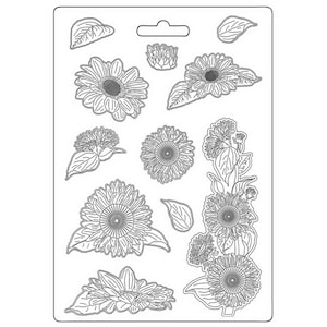 Stamperia Soft Mould A4  SUNFLOWER ART Resin #K3PTA4562