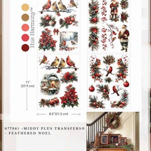 Re-design with Prima FEATHERED NOEL Christmas 8.5 x 11 Middy Transfers #677961 Limited Edition