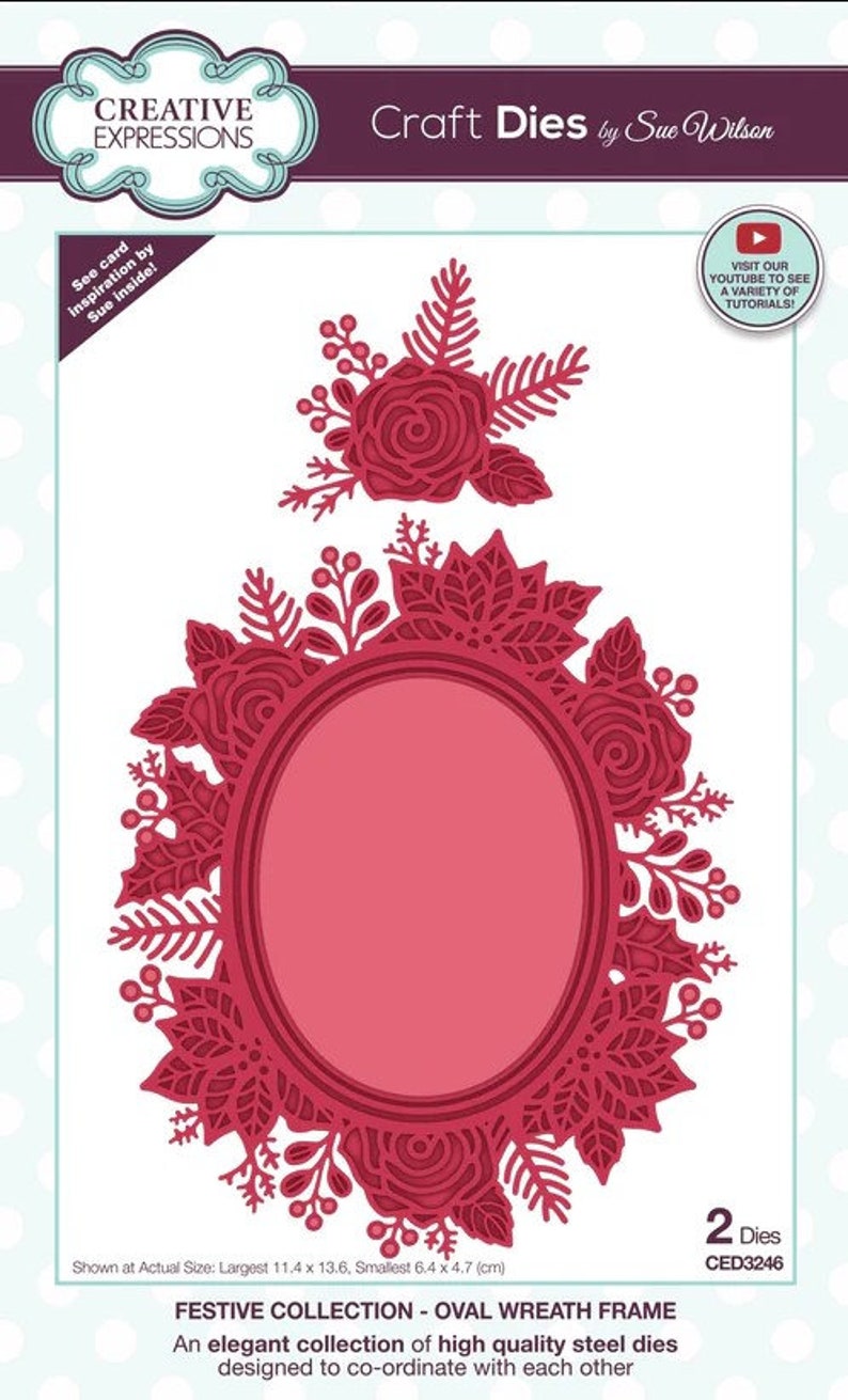 Creative Expressions Sue Wilson OVAL WREATH FRAME Craft Die #CED3246 afbeelding 1